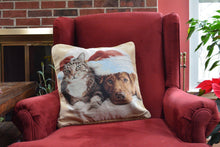 Load image into Gallery viewer, Tache Best Friend Pets Dog and Cat Christmas Tapestry Woven Throw Pillow Cover (16461)