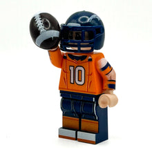 Load image into Gallery viewer, #10 QB Broncos Football Player Minifig made using LEGO parts - B3 Customs