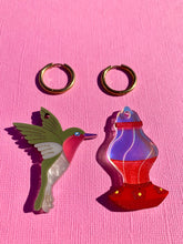 Load image into Gallery viewer, Hummingbird &amp; Feeder Acrylic Statement Earrings