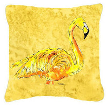 Load image into Gallery viewer, Flamingo on Yellow   Canvas Throw Pillow - 14x14 Decorative Pillow – Art for Your Home &amp; Patio