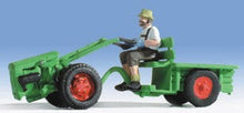 Load image into Gallery viewer, Noch 37750 N Scale 2-Wheel Tractor w/Trailer &amp; Driver - Assembled -- Green, Red
