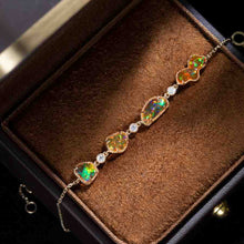 Load image into Gallery viewer, Free Shape Mexican Fire Opal Diamond Bracelet in 18K Yellow Gold