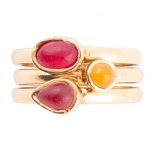 Load image into Gallery viewer, Dainty Stackable Red and Yellow Agate Golden Ring Set