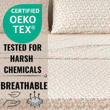 Load image into Gallery viewer, DaDa Bedding Collection Romantic Coquette Sheet Set - 100% Cotton [ Poplin Cotton ] Floral Fitted &amp; Flat Sheets with Pillowcases - Deep Pocket Design - Soft, Breathable, Wrinkle-Resistant