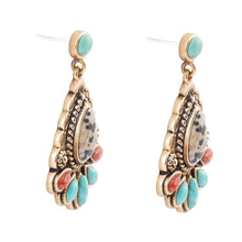 Load image into Gallery viewer, Dalmatian Jasper Colorful Golden Drop Earrings