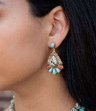 Load image into Gallery viewer, Dalmatian Jasper Colorful Golden Drop Earrings