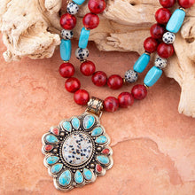 Load image into Gallery viewer, Dalmatian Jasper Colorful Golden Pendant Necklace