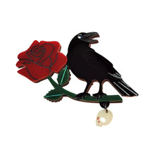 Load image into Gallery viewer, Dark Desire Raven Brooch by Cherryloco