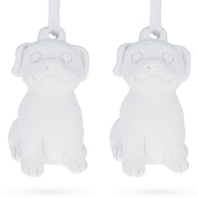 Load image into Gallery viewer, Set of 2 Blank Unfinished White Plaster Dog Christmas Ornaments DIY Craft 3.25 Inches