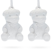 Load image into Gallery viewer, Set of 2 Blank White Unfinished Unpainted Plaster Teddy Bear Ornaments 3.5 Inches