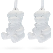 Load image into Gallery viewer, Set of 2 Blank White Unfinished Unpainted Plaster Teddy Bear Ornaments 3.5 Inches