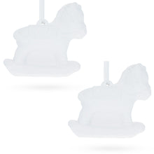 Load image into Gallery viewer, Set of 2 Unfinished Unpainted Blank White Plaster Rocking Horse Ornaments 3.5 Inches