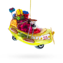 Load image into Gallery viewer, Santa Delivering Gifts on Airplane Glass Christmas Ornament