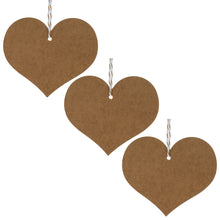 Load image into Gallery viewer, Set of 3 Kraft Paper Heart Shapes with Strings DIY Cutout Decorations 3 Inches