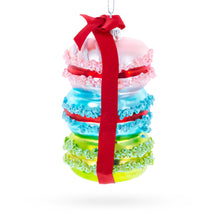 Load image into Gallery viewer, Gift Wrapped Macaroon Glass Christmas Ornament 4.2 Inches