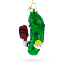 Load image into Gallery viewer, Pickle with Paddle Glass Christmas Ornament