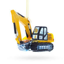 Load image into Gallery viewer, Excavator Glass Christmas Ornament