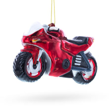 Load image into Gallery viewer, Red Motorcycle Glass Christmas Ornament