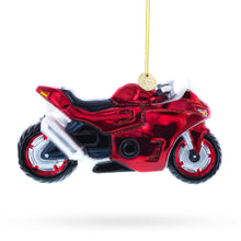 Load image into Gallery viewer, Red Motorcycle Glass Christmas Ornament