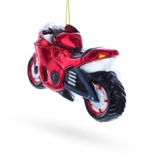 Load image into Gallery viewer, Red Motorcycle Glass Christmas Ornament