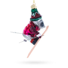 Load image into Gallery viewer, Skiing Raccoon Glass Christmas Ornament