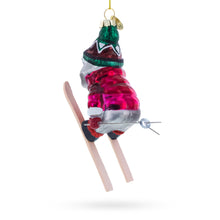 Load image into Gallery viewer, Skiing Raccoon Glass Christmas Ornament