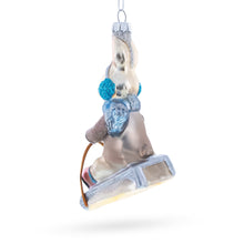 Load image into Gallery viewer, Sledding Bunny Glass Christmas Ornament