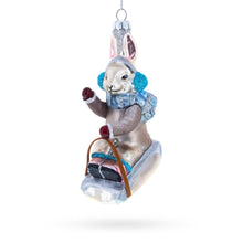 Load image into Gallery viewer, Sledding Bunny Glass Christmas Ornament