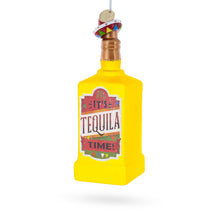 Load image into Gallery viewer, Tequila Bottle with Sombrero Glass Christmas Ornament