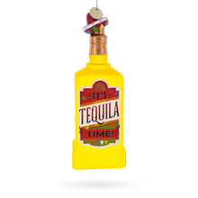 Load image into Gallery viewer, Tequila Bottle with Sombrero Glass Christmas Ornament