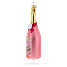Load image into Gallery viewer, Rose Sparling Wine Bottle Glass Christmas Ornament