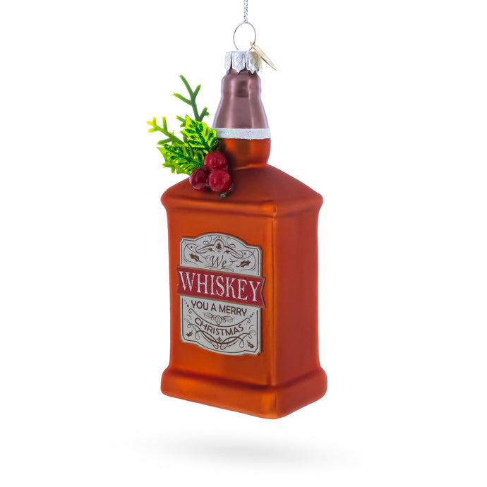 Whiskey Bottle Glass Christmas Ornament