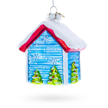 Load image into Gallery viewer, Christmas Dogs in Doghouse Glass Christmas Ornament