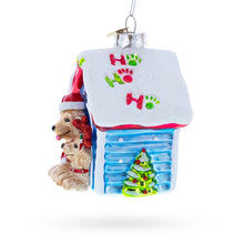 Load image into Gallery viewer, Christmas Dogs in Doghouse Glass Christmas Ornament