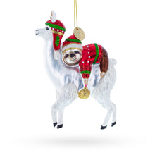 Load image into Gallery viewer, Llama and Sloth Glass Christmas Ornament