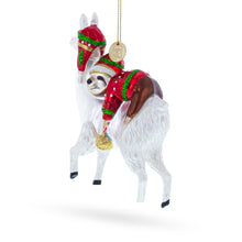 Load image into Gallery viewer, Llama and Sloth Glass Christmas Ornament