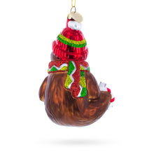 Load image into Gallery viewer, Sloth with Mug Glass Christmas Ornament