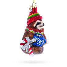 Load image into Gallery viewer, Sloth with Mug Glass Christmas Ornament