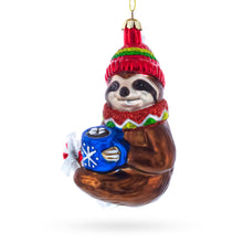 Load image into Gallery viewer, Sloth with Mug Glass Christmas Ornament