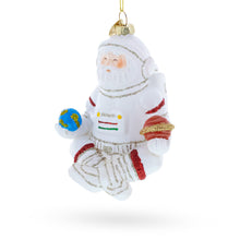 Load image into Gallery viewer, Santa Astronaut Glass Christmas Ornament
