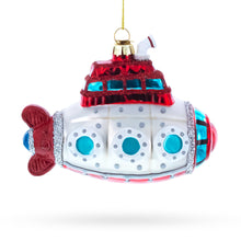 Load image into Gallery viewer, Retro Submarine Glass Glass Christmas Ornament
