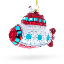 Load image into Gallery viewer, Retro Submarine Glass Glass Christmas Ornament