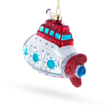 Load image into Gallery viewer, Retro Submarine Glass Glass Christmas Ornament