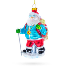 Load image into Gallery viewer, Snowshoeing Santa Glass Christmas Ornament