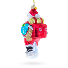 Load image into Gallery viewer, Snowshoeing Santa Glass Christmas Ornament