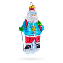 Load image into Gallery viewer, Snowshoeing Santa Glass Christmas Ornament