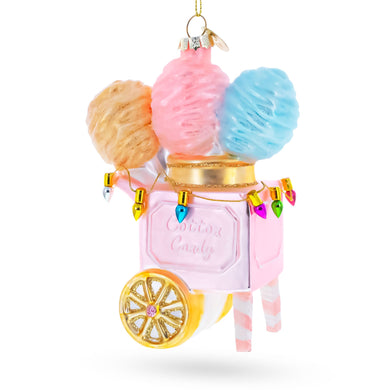 Cotton Candy Cart Glass Christmas Ornament