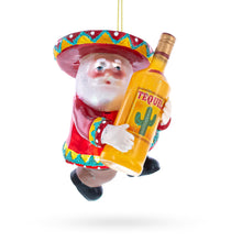 Load image into Gallery viewer, Mexican Santa with Tequila Bottle Glass Christmas Ornament