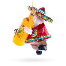 Load image into Gallery viewer, Mexican Santa with Tequila Bottle Glass Christmas Ornament