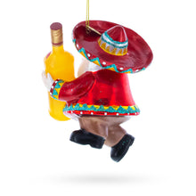 Load image into Gallery viewer, Mexican Santa with Tequila Bottle Glass Christmas Ornament